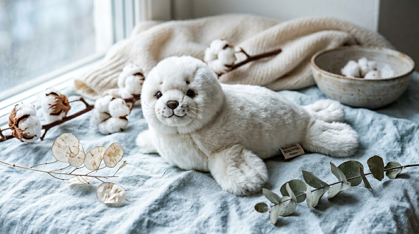 Bébé phoque en peluche blanc